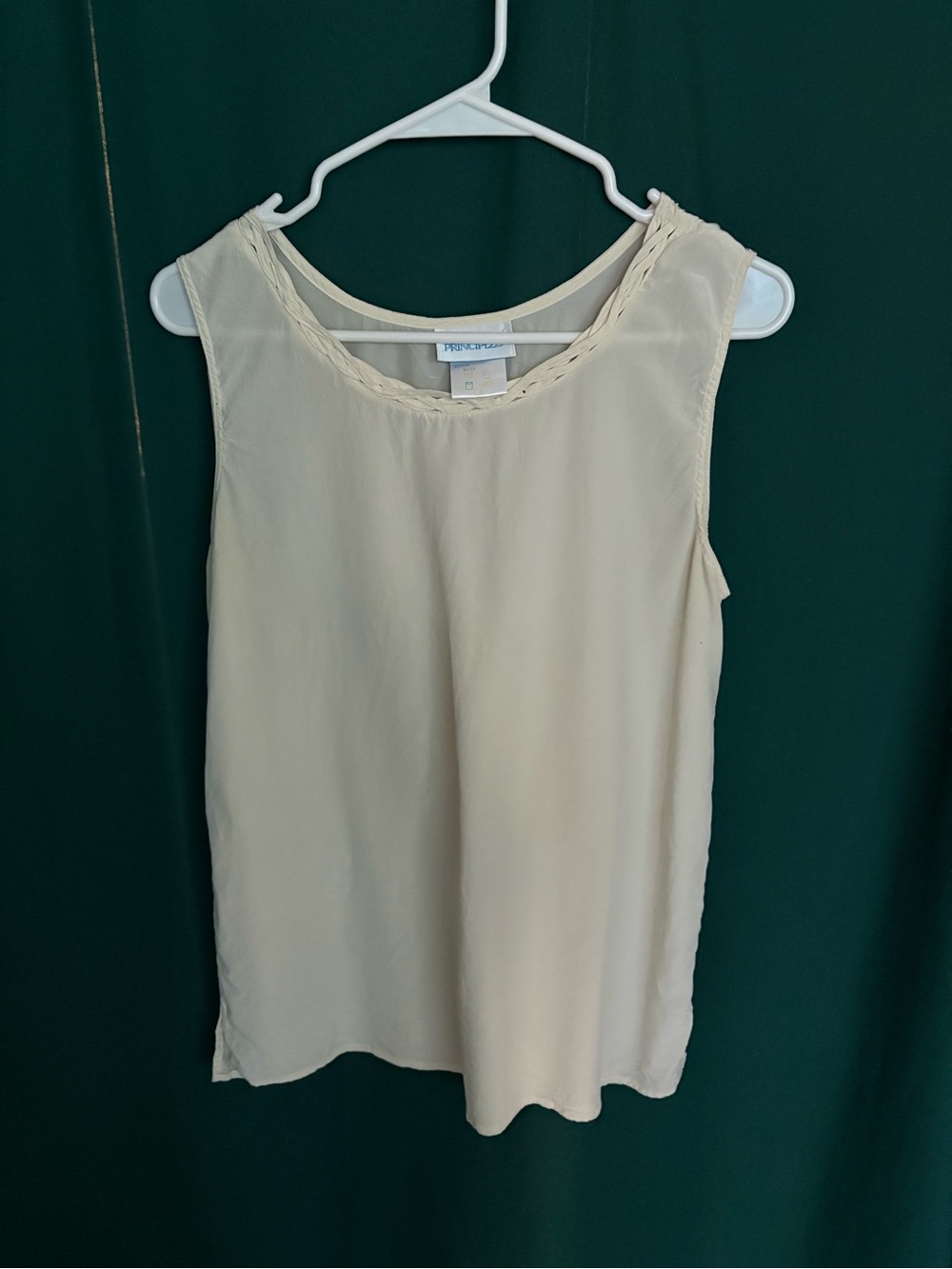 Vintage silk Sleeveless Braided-Neck Camisole in Cream